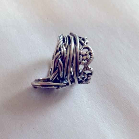 Blue Topaz 925 Israel Ring OR PAZ Bali Style Ring Double Band Open Shank Sz 5.5 - Picture 4 of 8